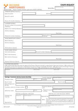CHAPS Payment Request Form