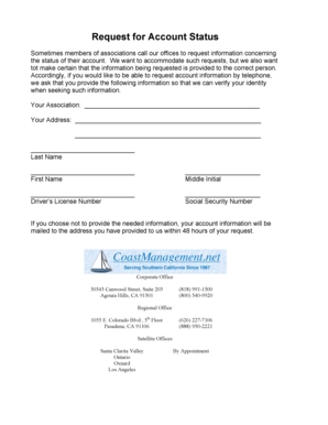 Request for Account Status Form