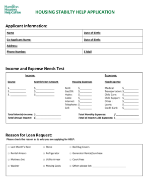 Housing Stability Help Application