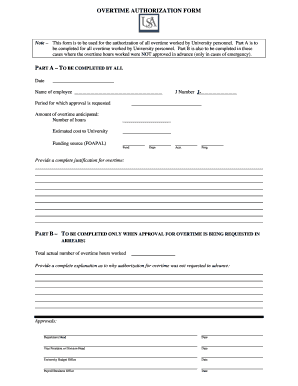 University Overtime Authorization Form