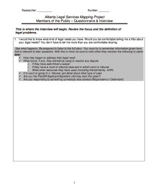 Alberta Legal Services Mapping Project Questionnaire