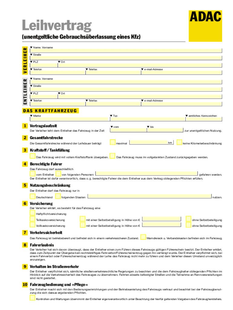adac leihvertrag Preview on Page 1