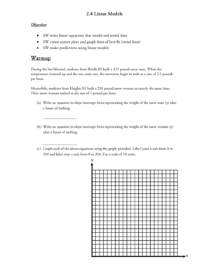 Linear Models Worksheet