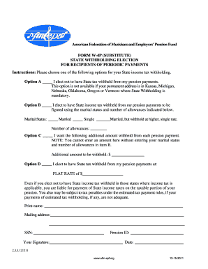 State Withholding Election Form W-4P