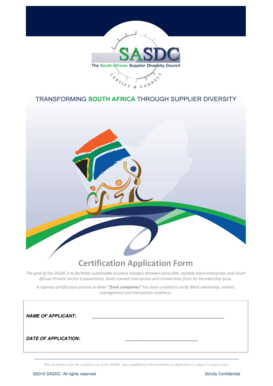 South African Supplier Diversity Council Certification Application Form