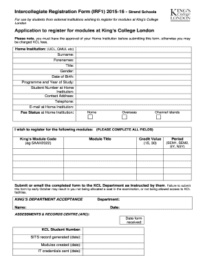 KCL intercollegiate registration form 201516