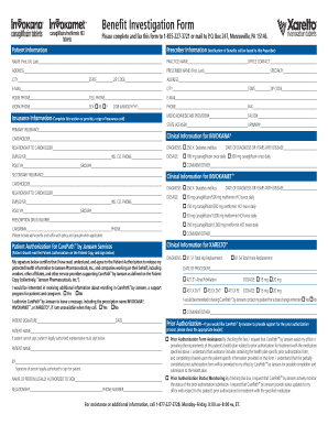 Benefit Investigation Form for Prescription Medication