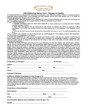 ARC/USRowing Waiver Form - Release of Liability