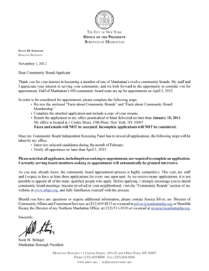 Manhattan Community Board Application Form