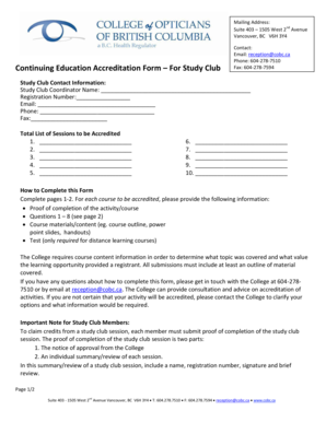 Continuing Education Accreditation Form