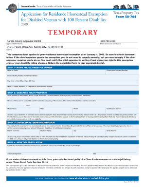 Texas Disabled Veteran Homestead Exemption Form