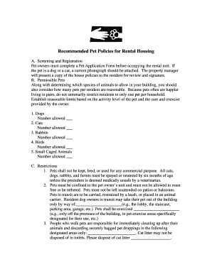 Pet Policy Agreement for Rental Housing