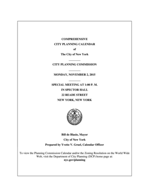 Special Meeting Calendar - November 2 2015 Planning Commission - nyc