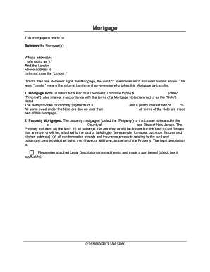 New Jersey Mortgage Agreement