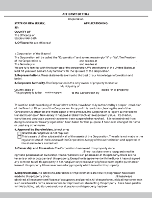 Affidavit of Title for Corporation