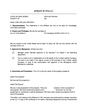 Affidavit of Title for LLC