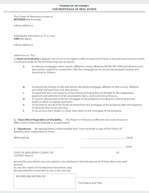 Power of Attorney for Mortgage of Real Estate