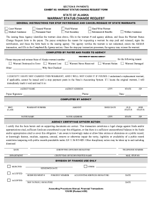 Alaska Warrant Status Change Request Form