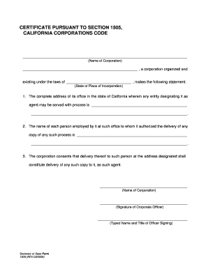 California Section 1505 Agent Designation Form