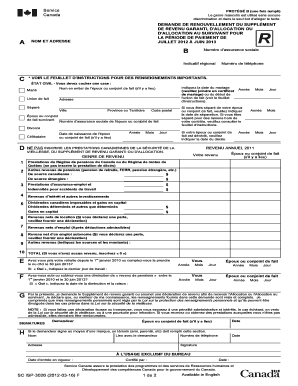 DEMANDE DE RENOUVELLEMENT DU SUPPLÉMENT DE REVENU GARANTI