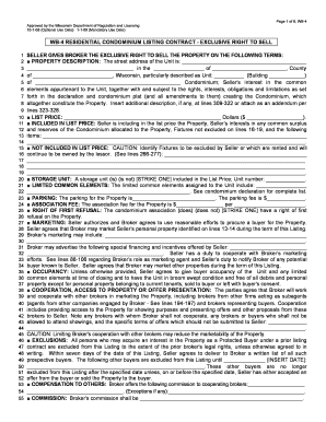 Wisconsin Residential Condominium Listing Contract