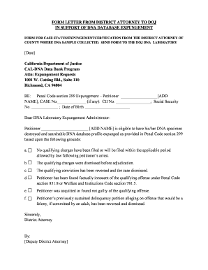 California DNA Expungement Request Form