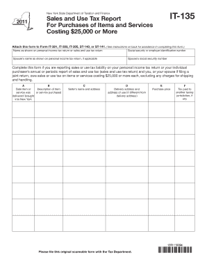 New York Sales and Use Tax Report IT-135
