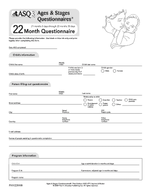 Ages & Stages Questionnaire 22 Month Form