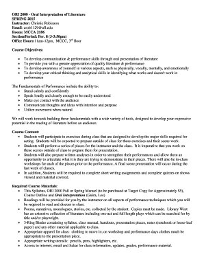 Rubrics for group reporting - ORI 2000 - Oral Interpretation of Literature SPRING 2015 Instructor