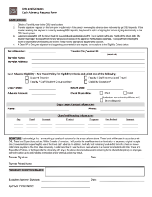 OSU Cash Advance Request Form