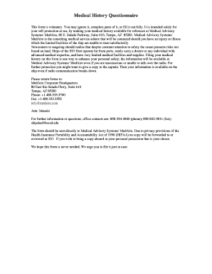 Medical History Questionnaire for Seagoing Personnel