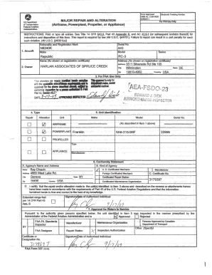 FAA Form 337 Major Repair and Alteration