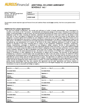 Additional Co-Lessee Agreement