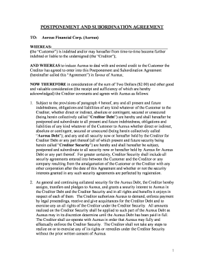 Postponement and Subordination Agreement