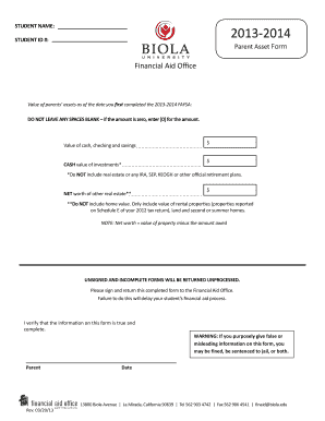 Parent Asset Form
