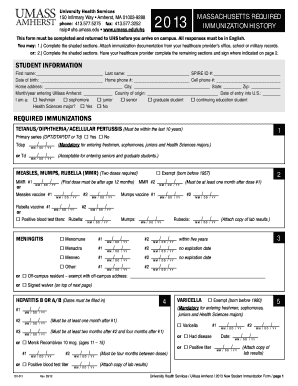 Massachusetts Immunization Form