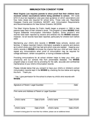 West Virginia Immunization Consent Form