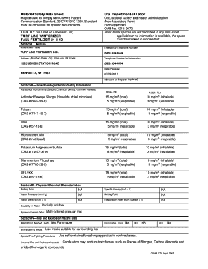Material Safety Data Sheet for Turf Line Winterizer
