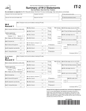 New York State W-2 Summary Form IT-2