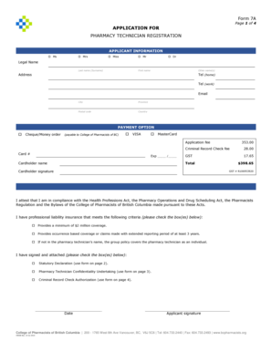 Pharmacy Technician Registration Application
