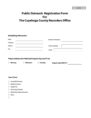 Cuyahoga County Recorders Office Public Outreach Registration Form
