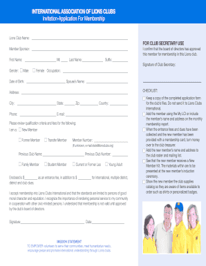 Lions Clubs International Membership Application