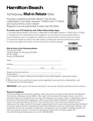 Hamilton Beach The Scoop Mail-in Rebate Form