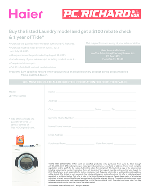 Haier Laundry Rebate Form
