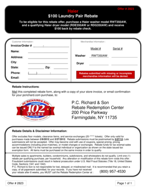 Haier Laundry Pair Rebate Form