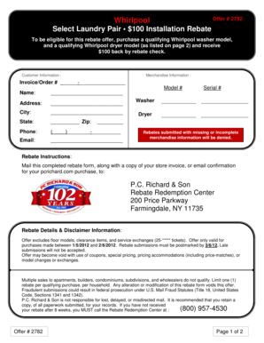 Whirlpool Laundry Pair Rebate Form