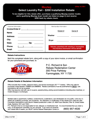 Maytag Laundry Pair Rebate Form