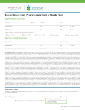 Florida City Gas Energy Conservation Program Rebate Form