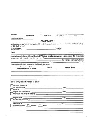 Iowa Trade Name Verification Form