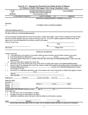 Missouri Summons for Personal Service Outside State